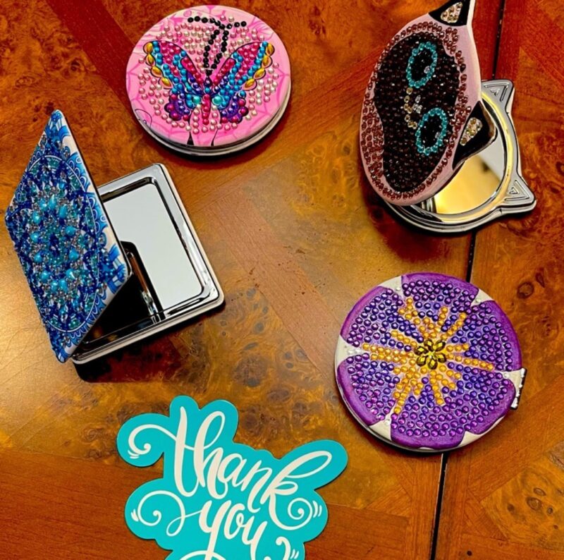 Handmade Beaded Makeup Compacts