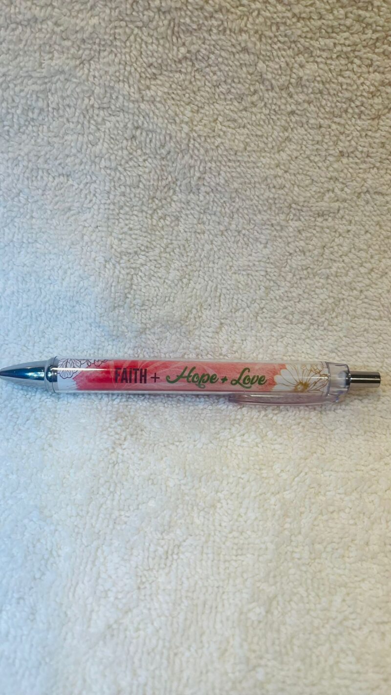 Red "Faith + Hope + Love" Pen