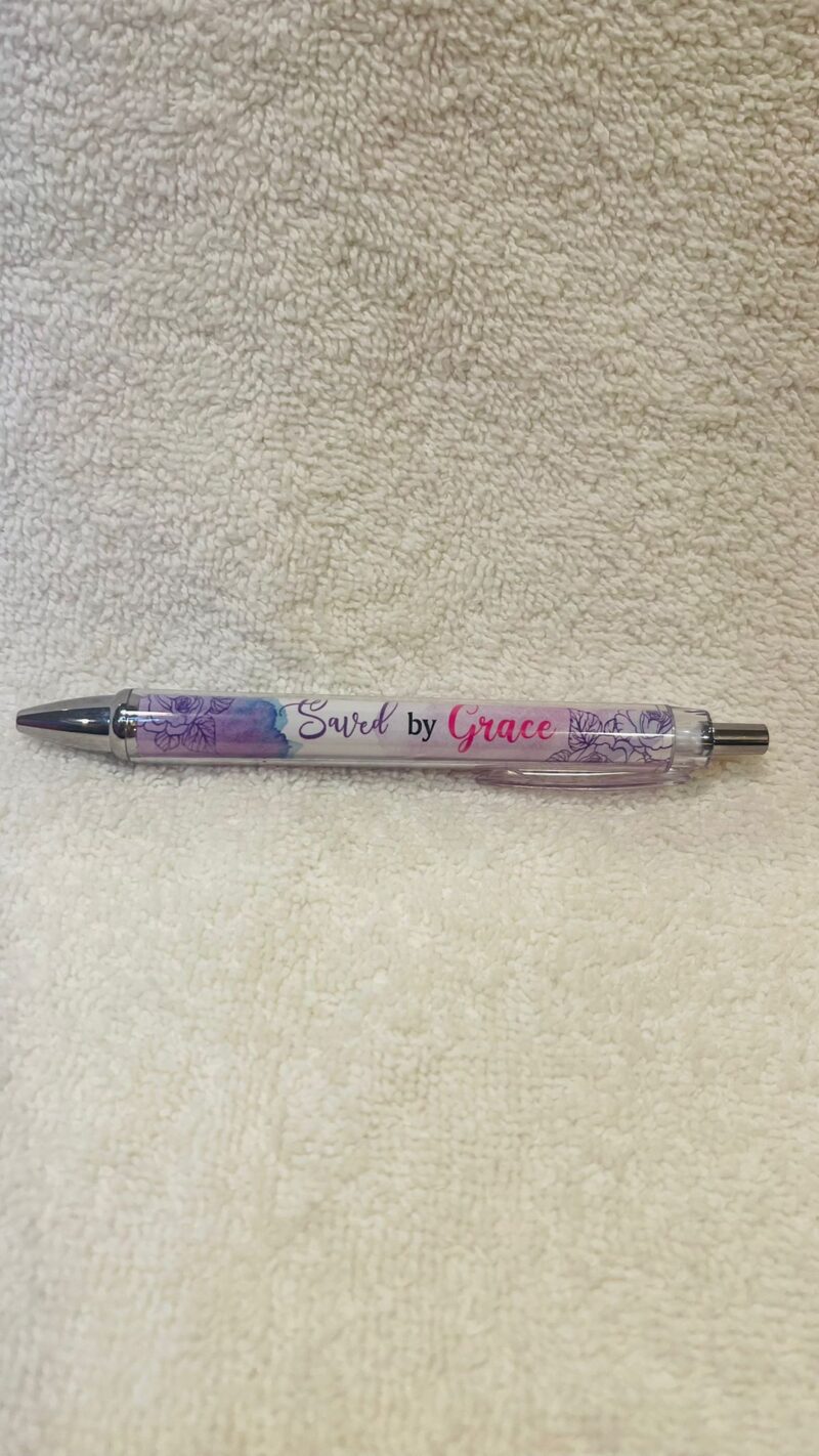 Purple "Saved By Grace" Pen