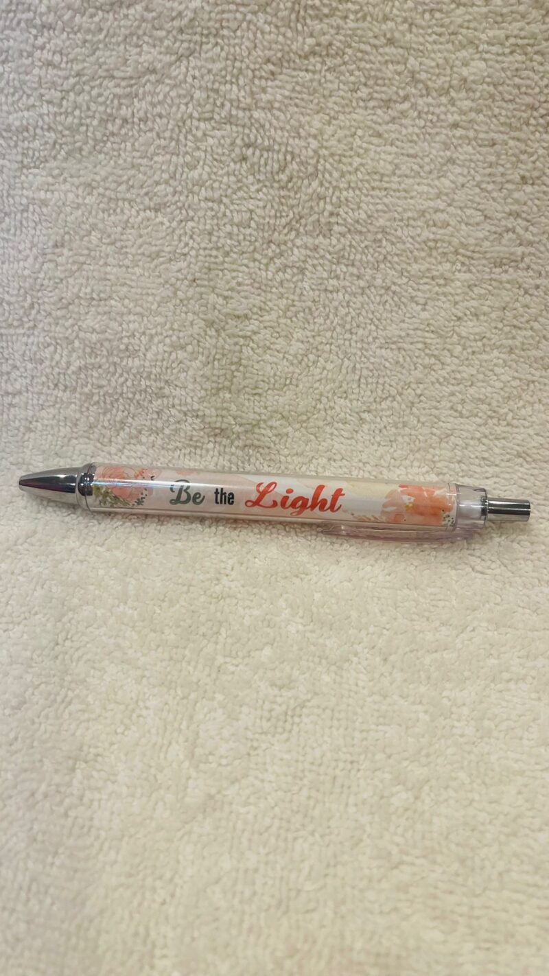 White & Orange "Be the Light" Pen