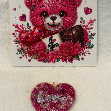 Girl Bear w/ Candy & Heart/Roses Card