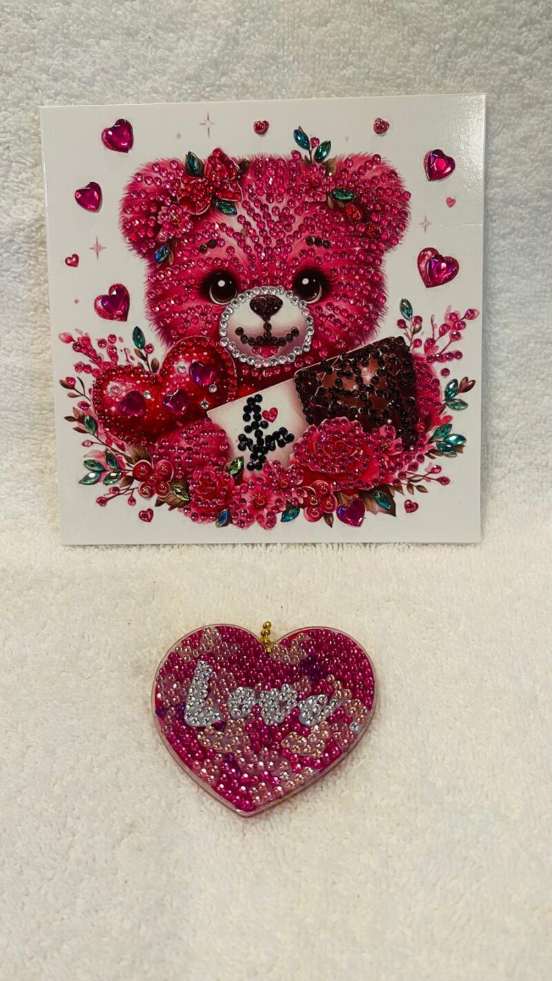 Girl Bear w/ Candy & Heart/Roses Card