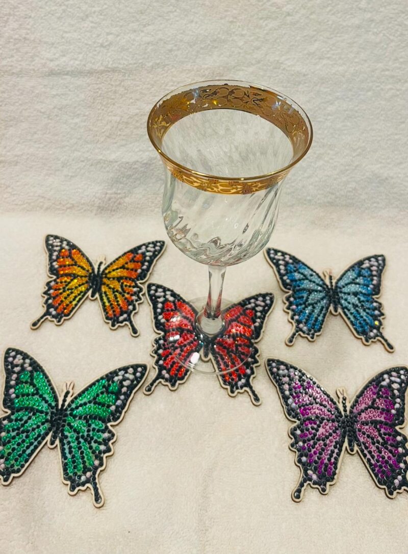 Handmade Butterfly Beaded Coasters (Set of 5) - Image 12